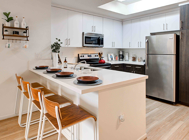 Apartment kitchen with counter seating