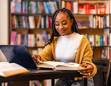 young woman studying