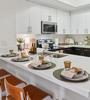 a modern student apartment kitchen